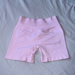 Light Pink Workout Shorts 4.5 inch Scrunch Bottom